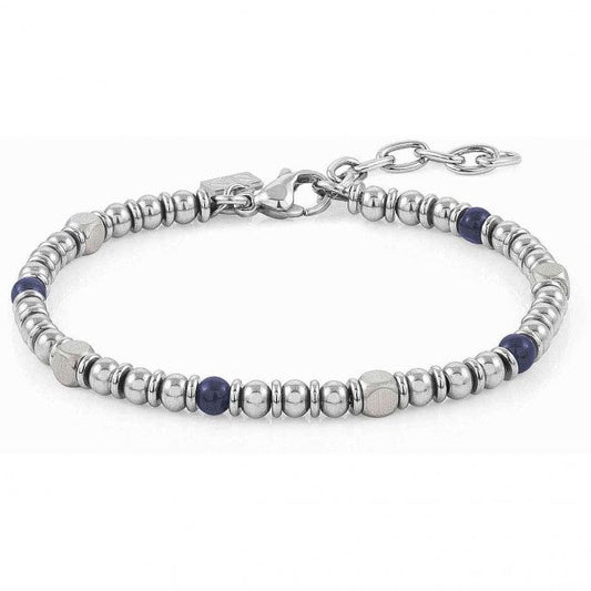 Steel and Blue Agate Bead Bracelet