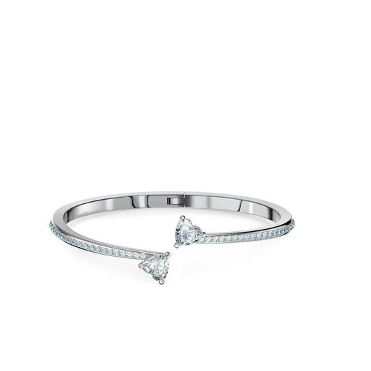 Mesmera Soul Heart Bangle in Rhodium Silver
