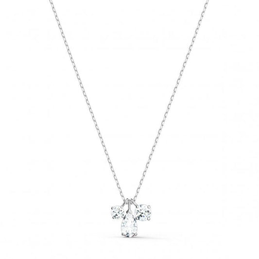 Mesmera Cluster White Crystal Pendant Necklace in Rhodium Silver