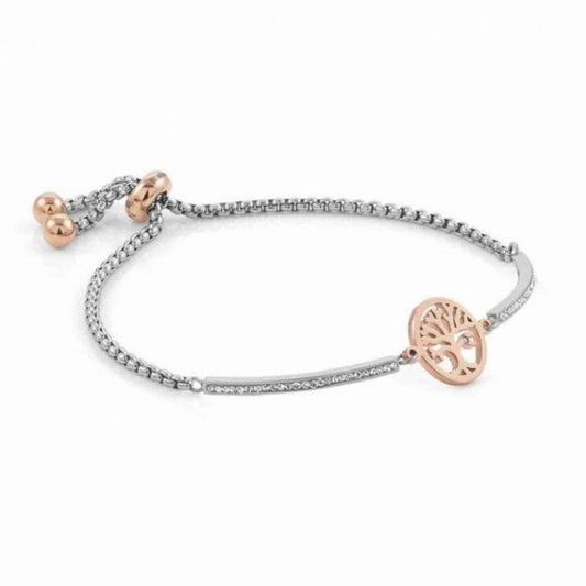 Milleluci Tree of Life Bracelet in Silver with CZ and Rose Gold