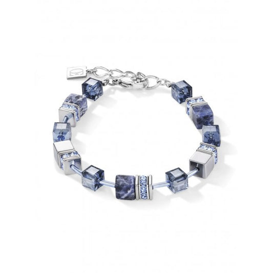 GeoCUBE Bracelet in Silver with Sodalite & Haematite Blue