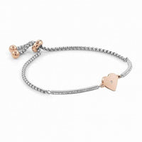 Milleluci Heart Bracelet in Silver with CZ and Rose Gold