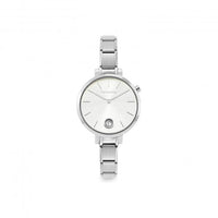 Time Round Silver Dial & Silver Charm Bracelet Watch with CZ