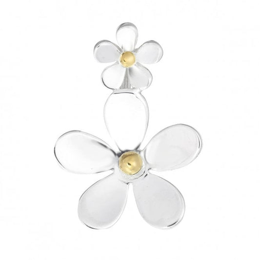 Silver & Gold 5 Petal Double Daisy Pendant Necklace