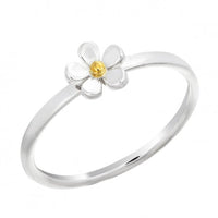 Silver & Gold 7.5mm Daisy Ring, Size N