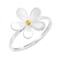Silver & Gold 15mm Daisy Ring, Size L