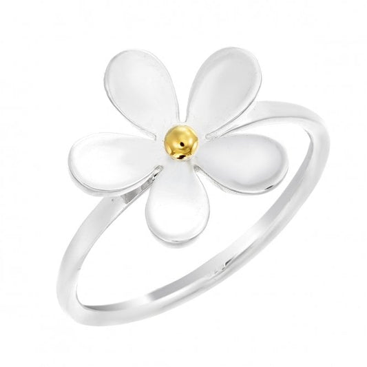 Silver & Gold 15mm Daisy Ring, Size L