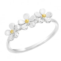 Silver & Gold Triple Daisy Ring, Size N