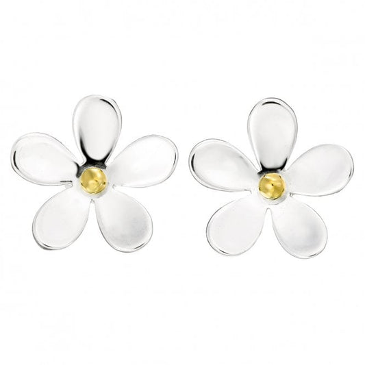 Silver & Gold 15mm Daisy Stud Earrings