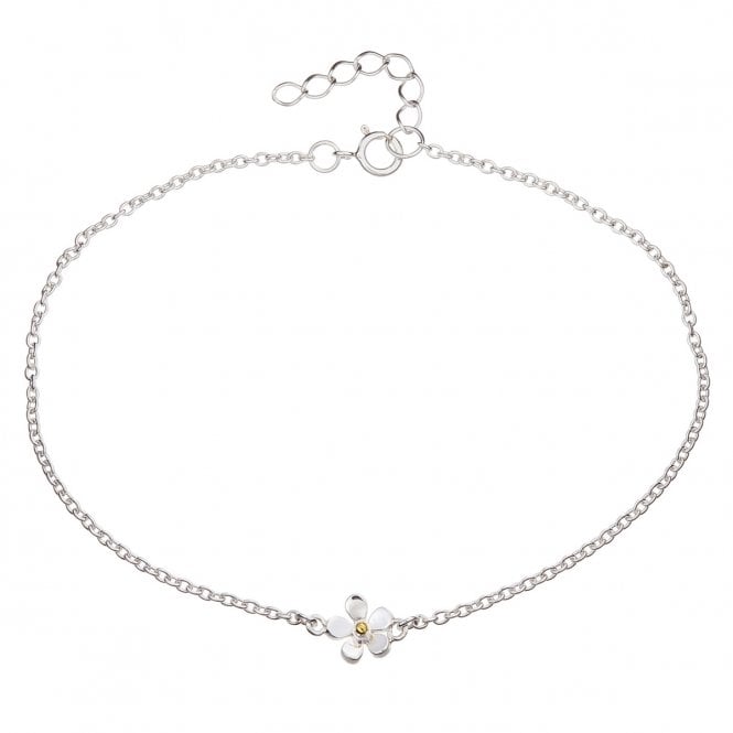 Silver & Gold 7.5mm Daisy Single Flower Bracelet