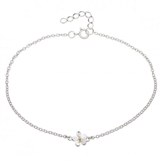 Silver & Gold 7.5mm Daisy Single Flower Bracelet