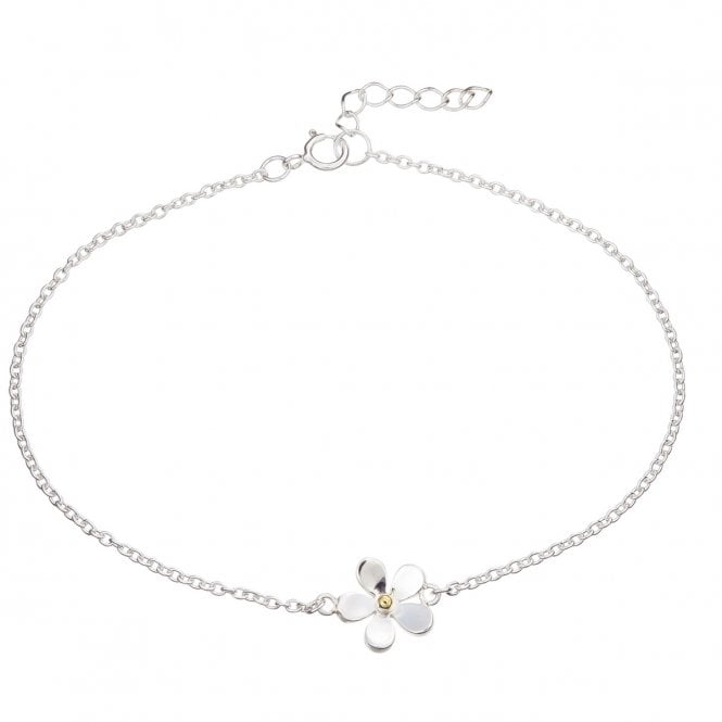 Silver & Gold 11mm Daisy Single Flower Bracelet