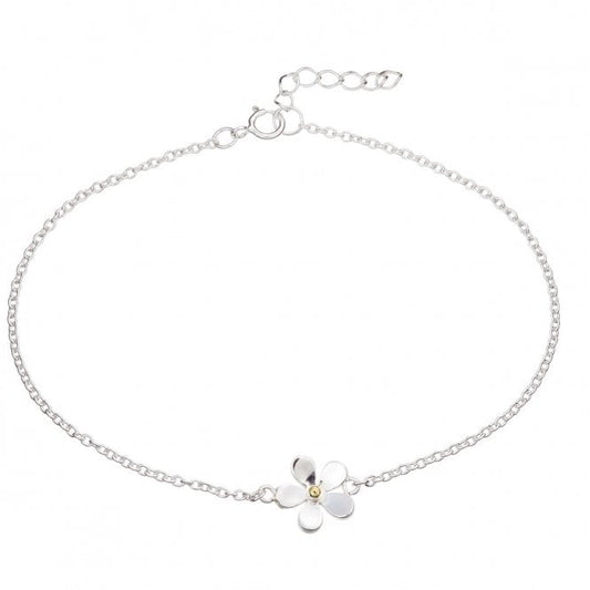 Silver & Gold 11mm Daisy Single Flower Bracelet