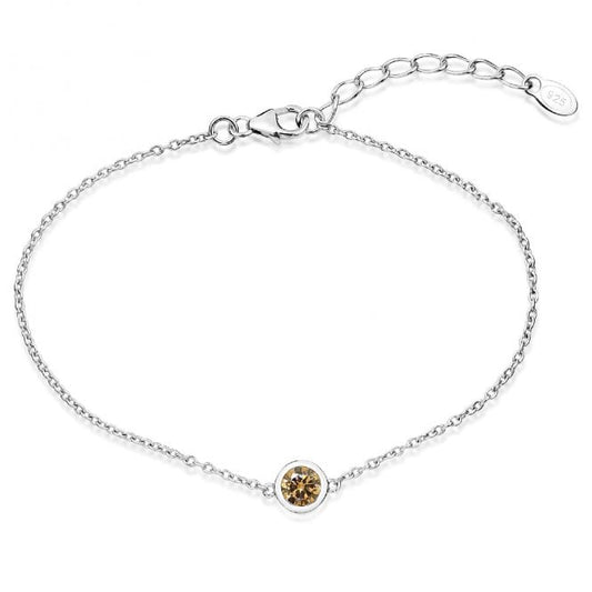 Silver and Champagne CZ Single Stone November Birthstone Bracelet