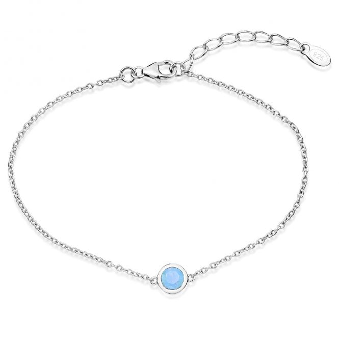 Silver and Turquoise CZ Single Stone December Birthstone Bracelet