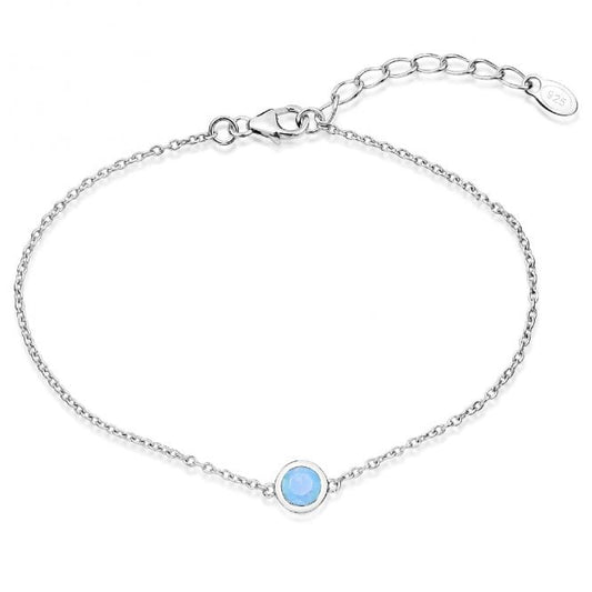 Silver and Turquoise CZ Single Stone December Birthstone Bracelet