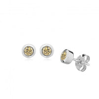 Silver and Champagne CZ November Birthstone Stud Earrings