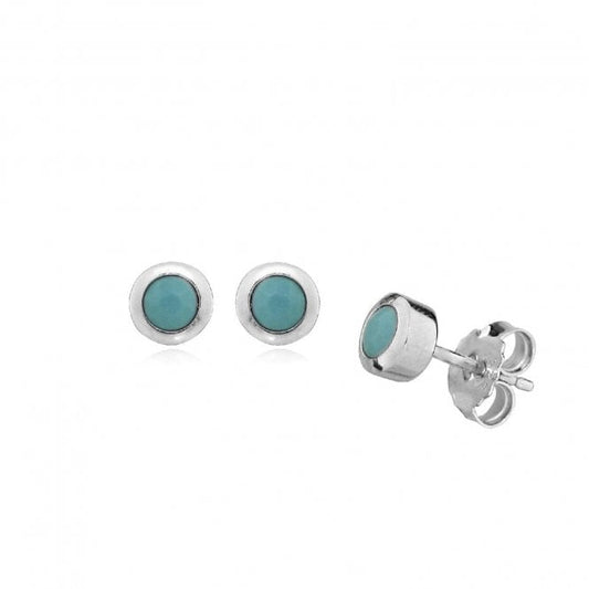 Silver and Turquoise CZ December Birthstone Stud Earrings