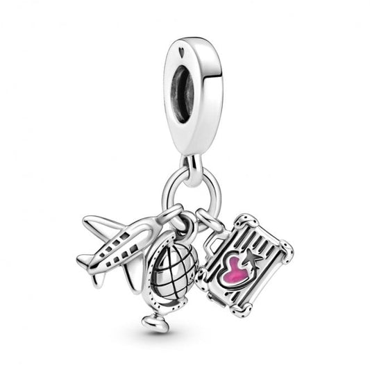 Airplane, Globe & Suitcase Dangle Charms