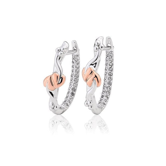 Tree of Life Silver Half-Hoop Earrings