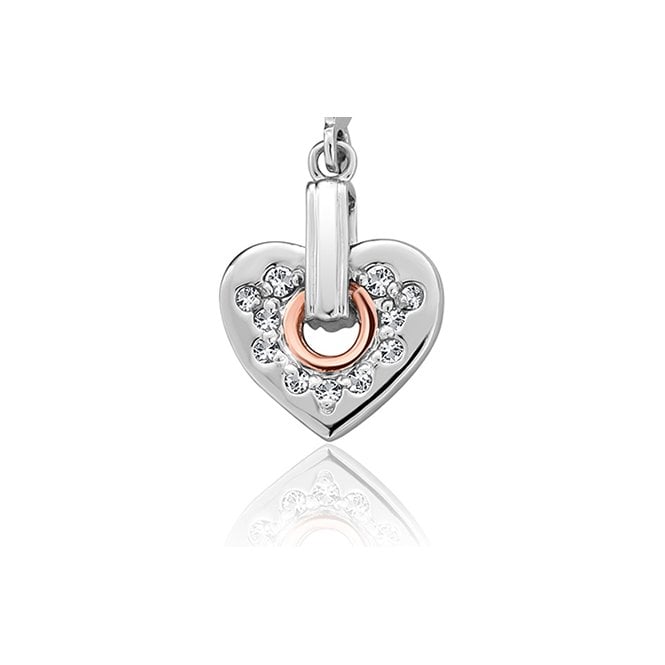 Cariad Sparkle Silver Heart Drop Earrings