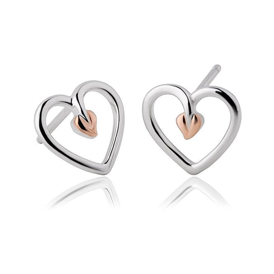 Tree of Life Heart Silver Stud Earrings