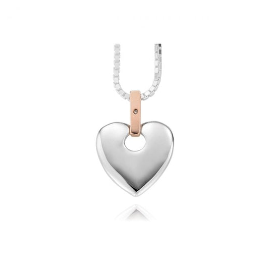 Cariad Silver and Diamond Large Heart Pendant Necklace