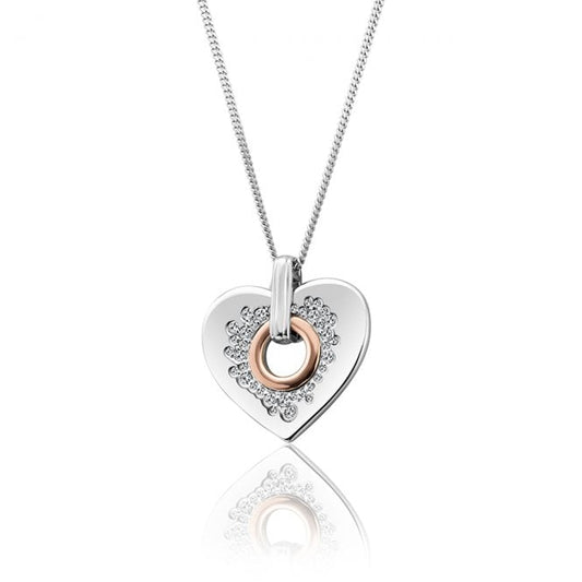 Cariad Sparkle Large Silver Heart Pendant Necklace