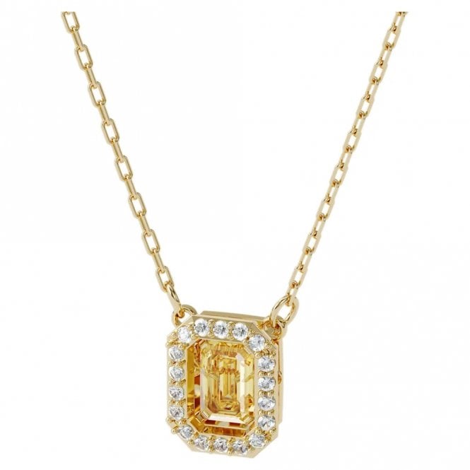 Una Octagon Cut Pendant Necklace with Yellow Crystal in Gold