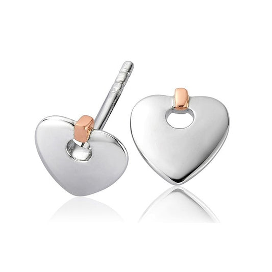 Cariad Silver Heart Stud Earrings