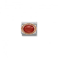 Classic Rose Gold Rich Red Coral Stone Sparkly Charms