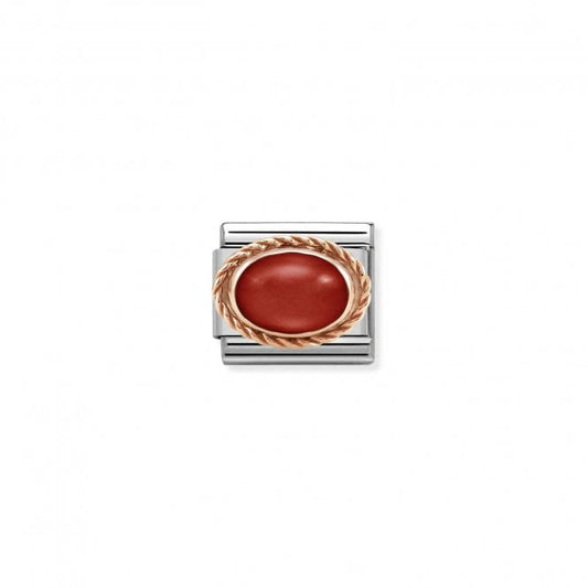 Classic Rose Gold Rich Red Coral Stone Sparkly Charms