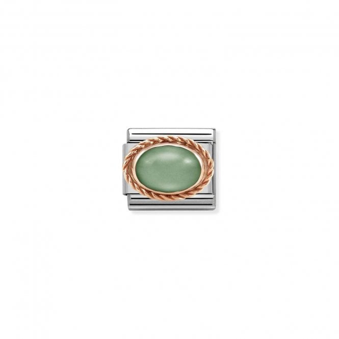 Classic Rose Gold Rich Green Aventurine Stone Sparkly Charms