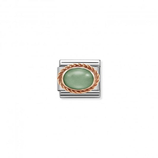 Classic Rose Gold Rich Green Aventurine Stone Sparkly Charms