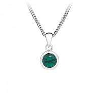 Silver and Green CZ May Birthstone Pendant Necklace