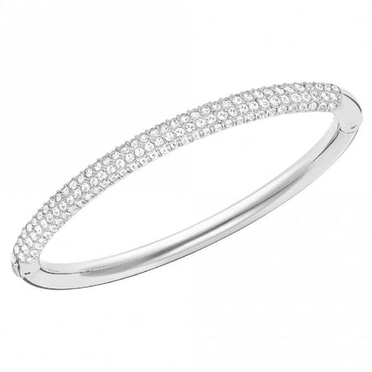 Dextera Bangle with White Crystal in Rhodium Silver