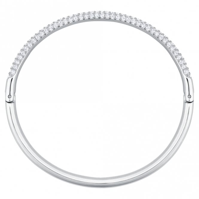 Dextera Bangle with White Crystal in Rhodium Silver