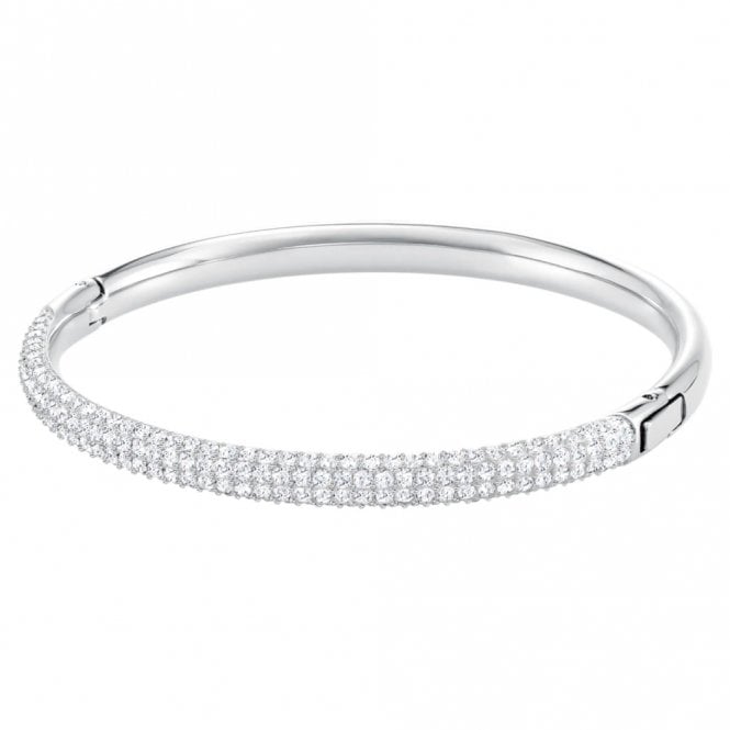 Dextera Bangle with White Crystal in Rhodium Silver