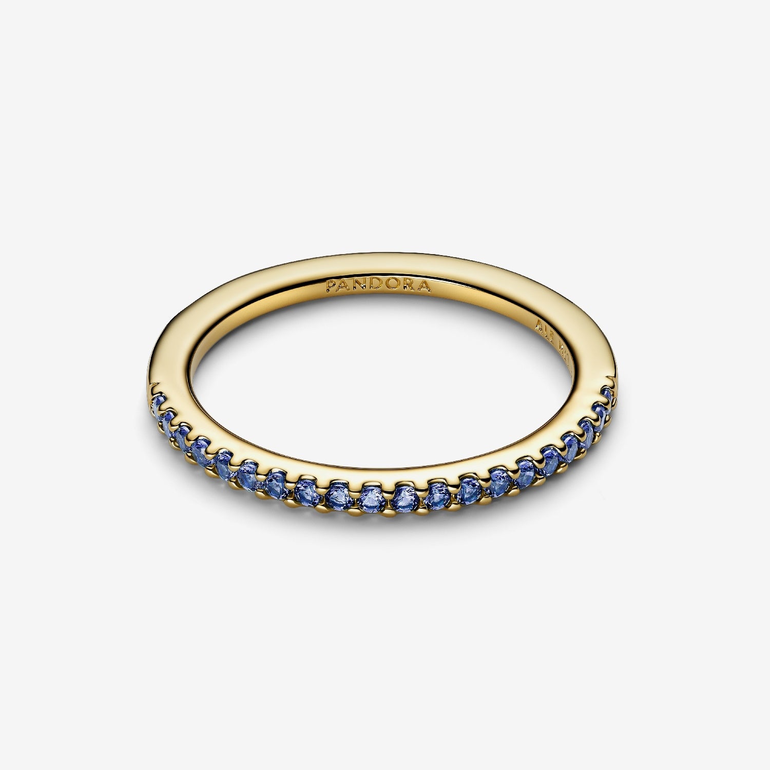 Pandora Gold Sparkling Blue Half-Eternity Band Ring, Size 52
