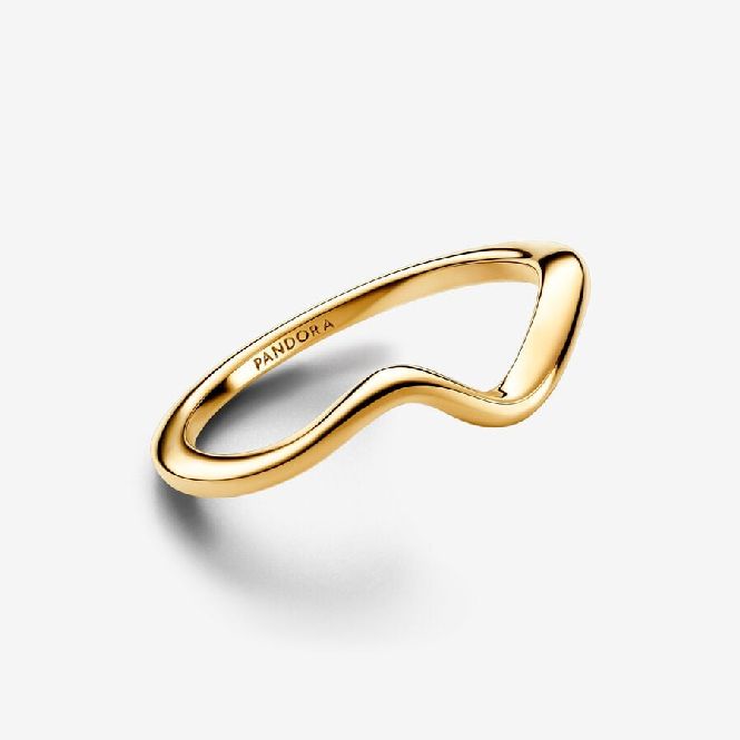 Pandora Gold Polished Wave Ring, Size 54
