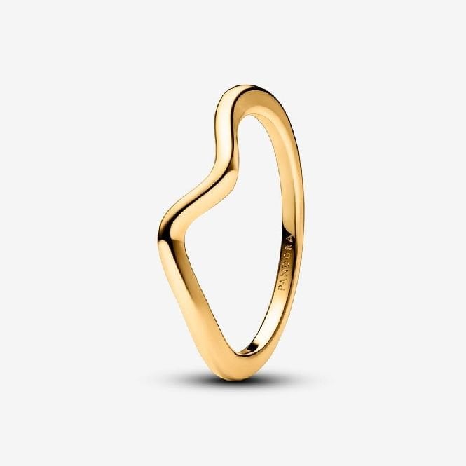 Pandora Gold Polished Wave Ring, Size 52