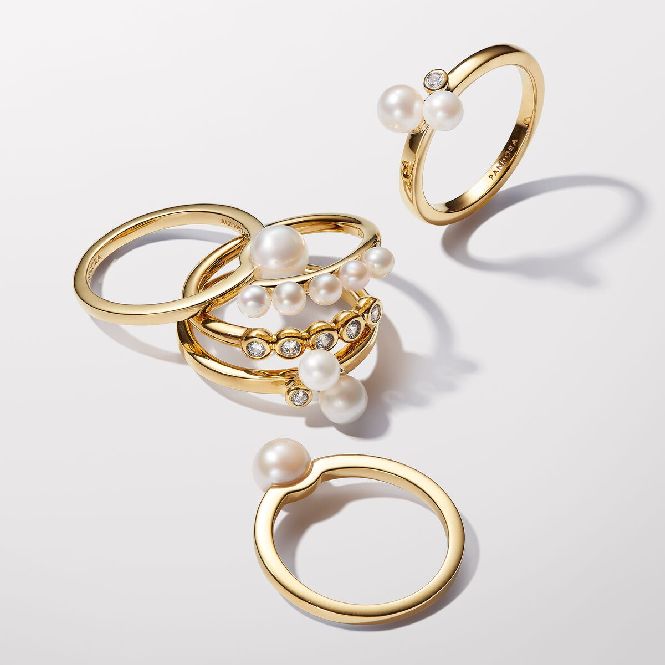 Pandora Gold Treated Freshwater Cultured Pearl Ring, Size 52