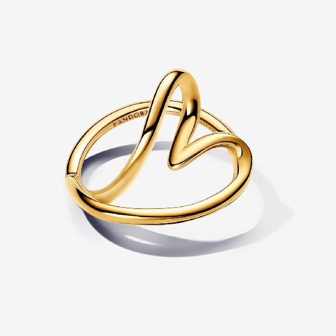 Gold Organically Shaped Heart Ring, Size 52