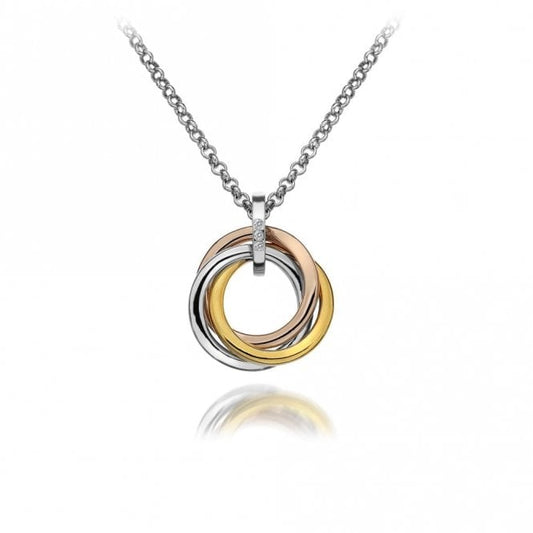 Silver Calm Pendant with Gold & Rose Gold