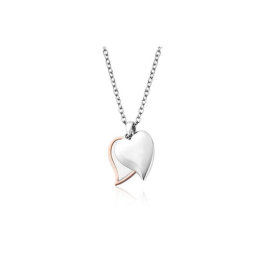 Cwtch Silver Double Heart Drop Pendant Necklace