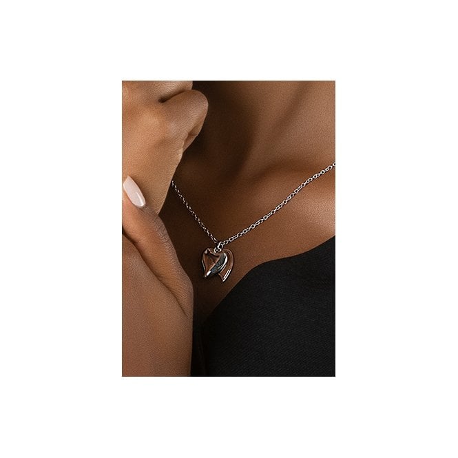 Cwtch Silver Double Heart Drop Pendant Necklace