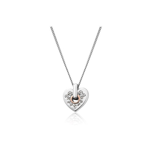Cariad Sparkle Silver Heart Pendant Necklace
