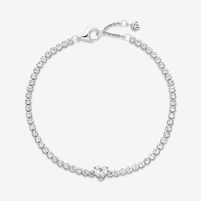 Sparkling Heart Tennis Bracelet, 18cm