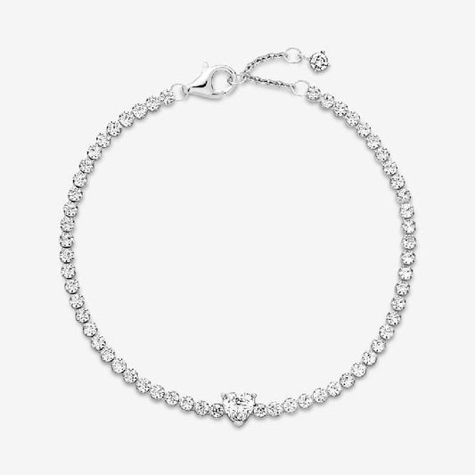 Sparkling Heart Tennis Bracelet, 18cm