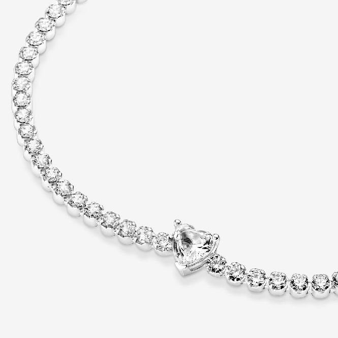 Sparkling Heart Tennis Bracelet, 18cm